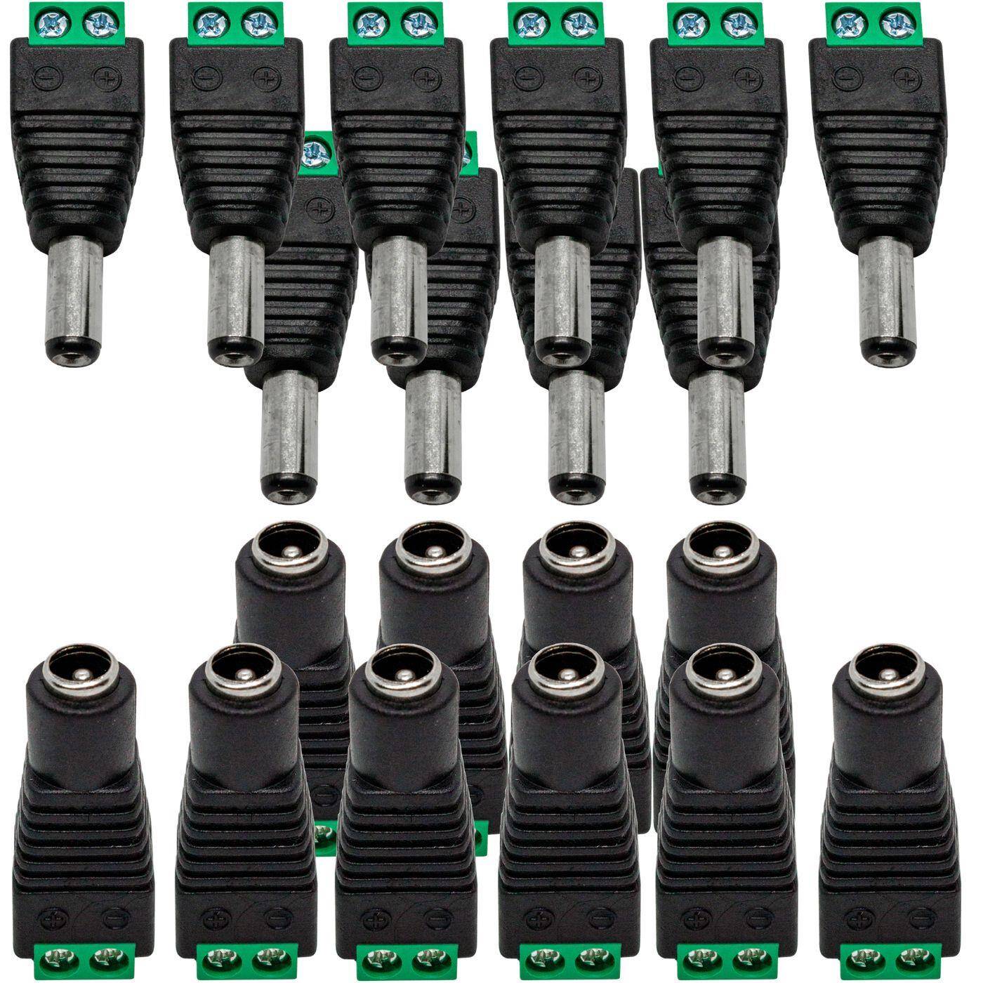 10 Pair Hollow plug Hollow bushing LED DC Connector with Screw terminals 5,5/2,1mm