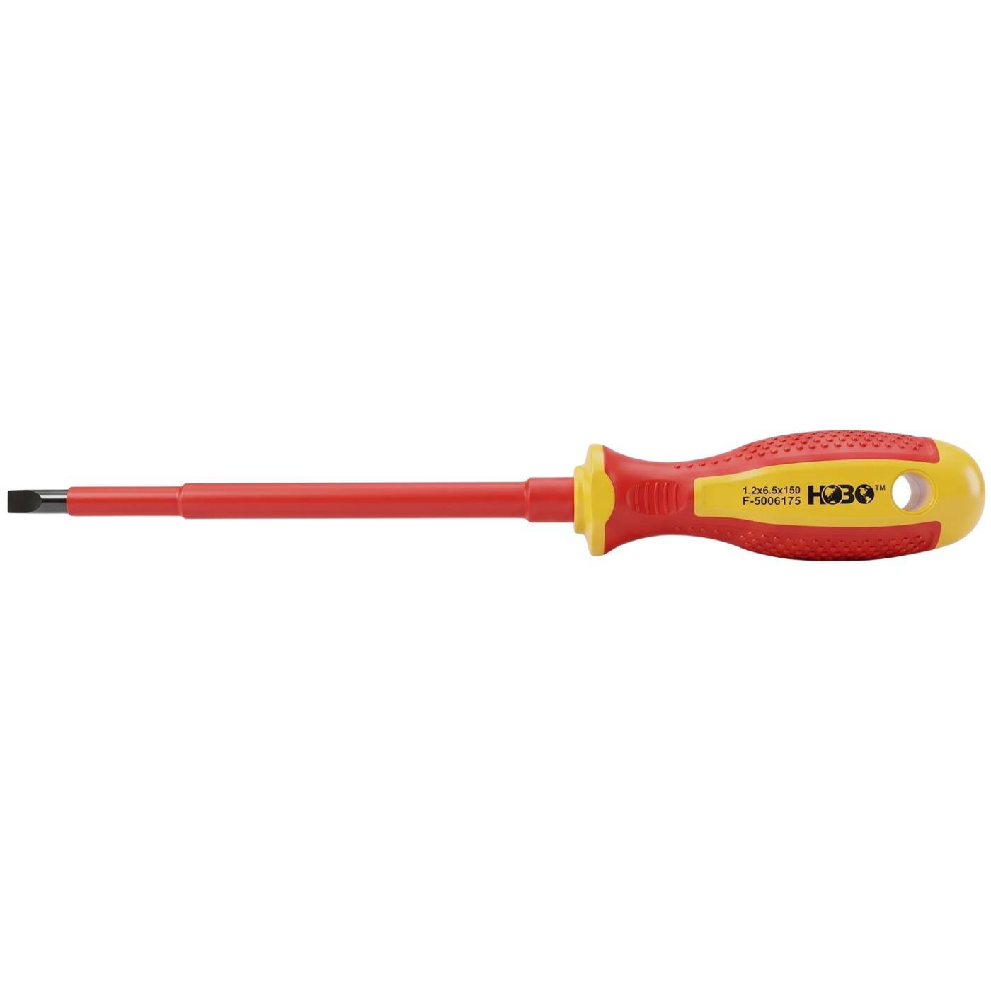 Lumonic VDE Flat-Blade Screwdriver, 6.5 x 150 mm, 1000 V—burnished S2 steel, magnetic tip, two-component handle, for terminals, switches, and control cabinets