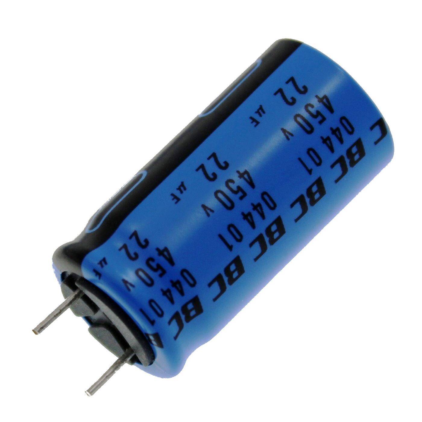 Elko Kondensator Radial 22µF 450V | Elektrolytkondensator bis zu einer Temperatur von 85°C | 16x32mm | 22uF 222204467229 Vishay