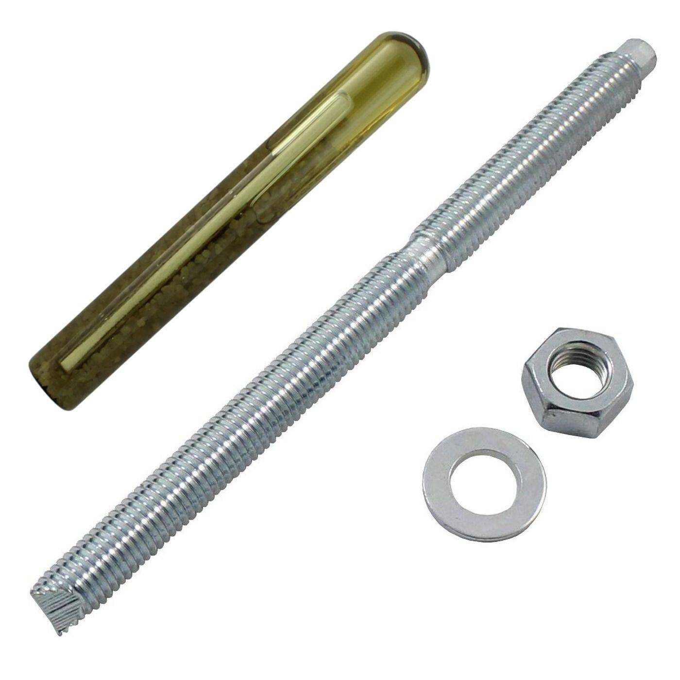 Lumonic Ankerstange + Verbundankerpatrone M12 x 160 Verzinkt I Zur Verwendung als Keilanker, Metalldübel, Bolzenanker, Blitzdübel I Für verschiedene Arten Durchsteckmontagen