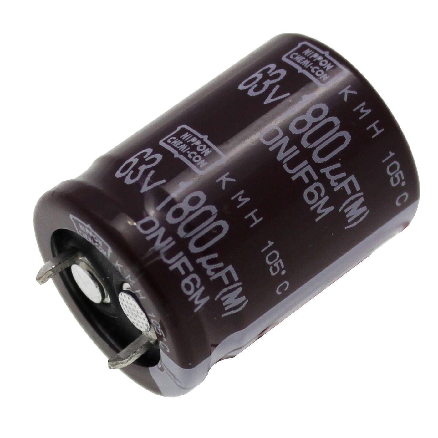 Snap-In Elko Kondensator 1800µF 63V | Elektrolytkondensator bis zu einer Temperatur von 105°C | 22x30mm | 1800uF KMH63VSSN1800ME0 UCC