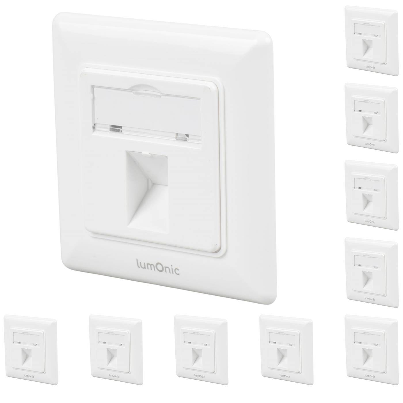 Lumonic 10er Set Keystone-Rahmen Unterputz | 1-Port |  | ABS Kunststoff | für Keystone RJ45, HDMI, USB  Module