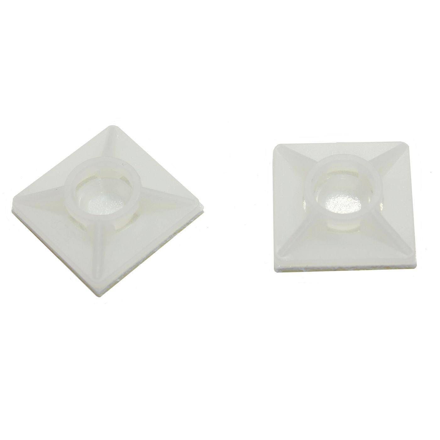 100x Adhesive socket for Cable tie 20x20mm White