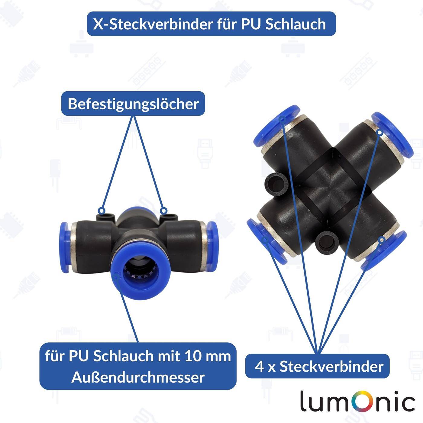 PU Schlauch X-Steckverbinder 10mm X-Stück Push-in pneumatischer Steckverbinder Kreuz-Verbinder Druckluft & Automatisierung PU Schlauch X-Steckverbinder 10mm X-Stück Push-in pneumatischer Steckverbinder Kreuz-Verbinder Druckluft & Automatisierung