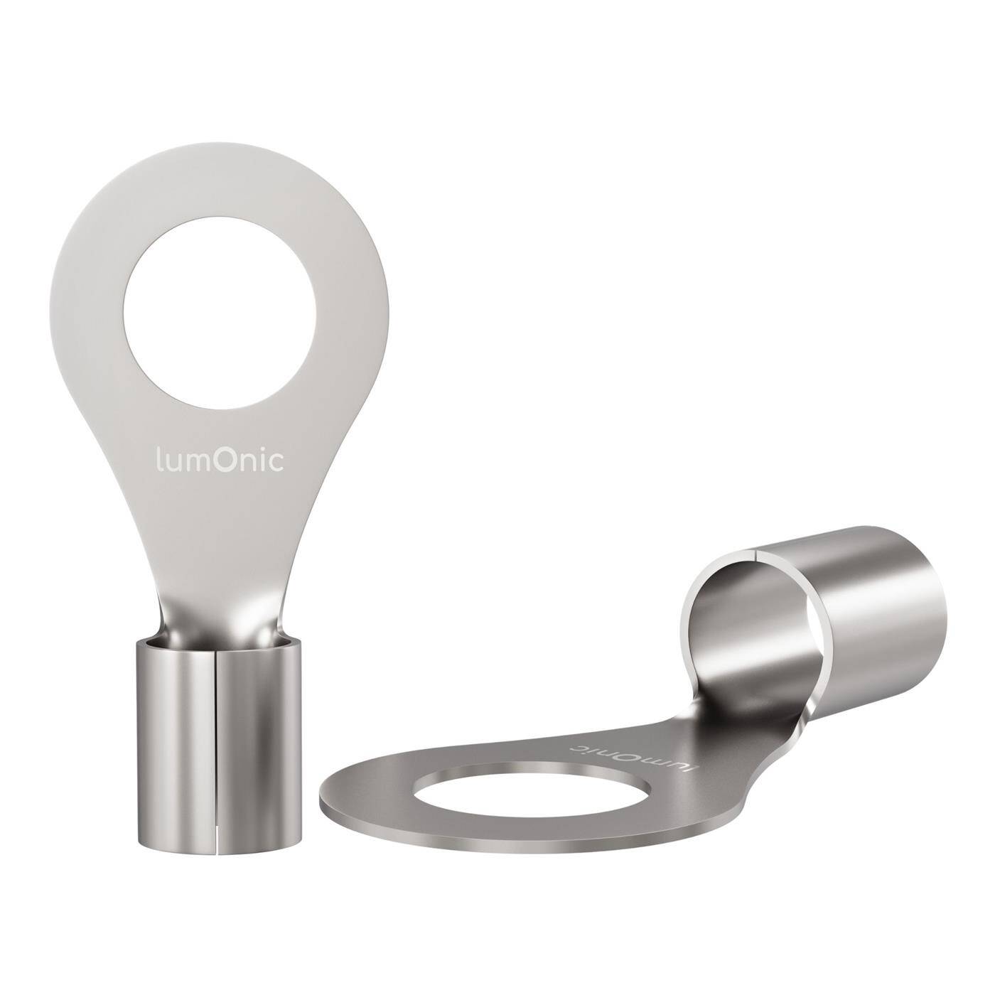 Lumonic 25x Ringkabelschuh 6,0-10,0mm² blank | M8 | Kupfer verzinnt | sichere Kabelverbindung ohne Löten | Crimp-Kabelschuh unisoliert | KFZ, Maschinenbau, Wohnmobil, Batterie