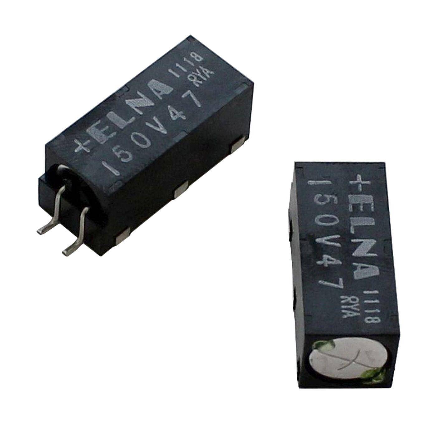 SMD Elko Kondensator 47µF 50V | Elektrolytkondensator bis zu einer Temperatur von 150°C | 9,5x24mm | 47uF RYA-50V470MGTUO-FL Elna