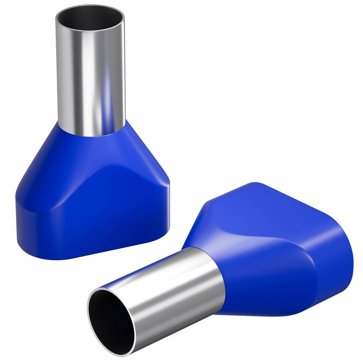 50x Twin Aderendhülse isoliert 2x 16mm² Blau Kupfer verzinnt 8,7x14mm Hülse