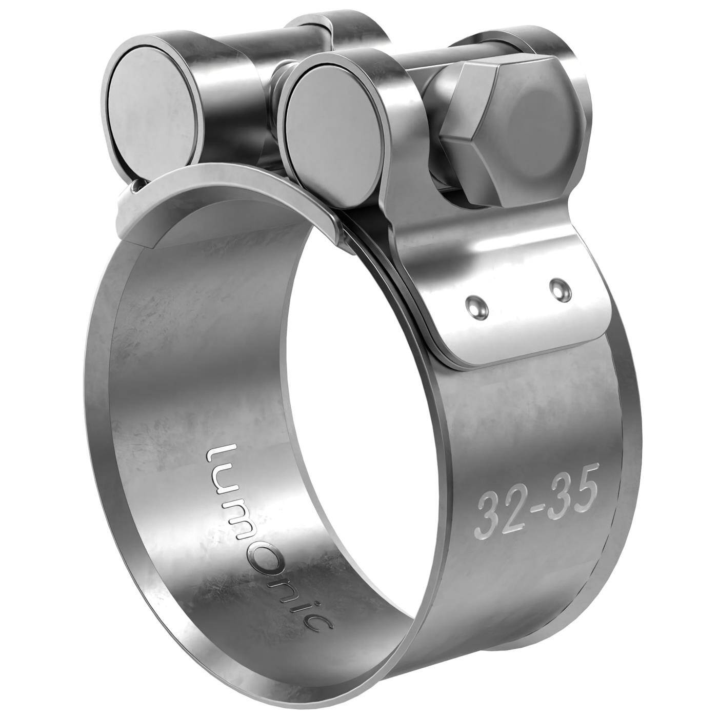 1x Lumonic Gelenkbolzenschelle Edelstahl 32-35mm V2A Auspuffschelle für Bau PKW LKW