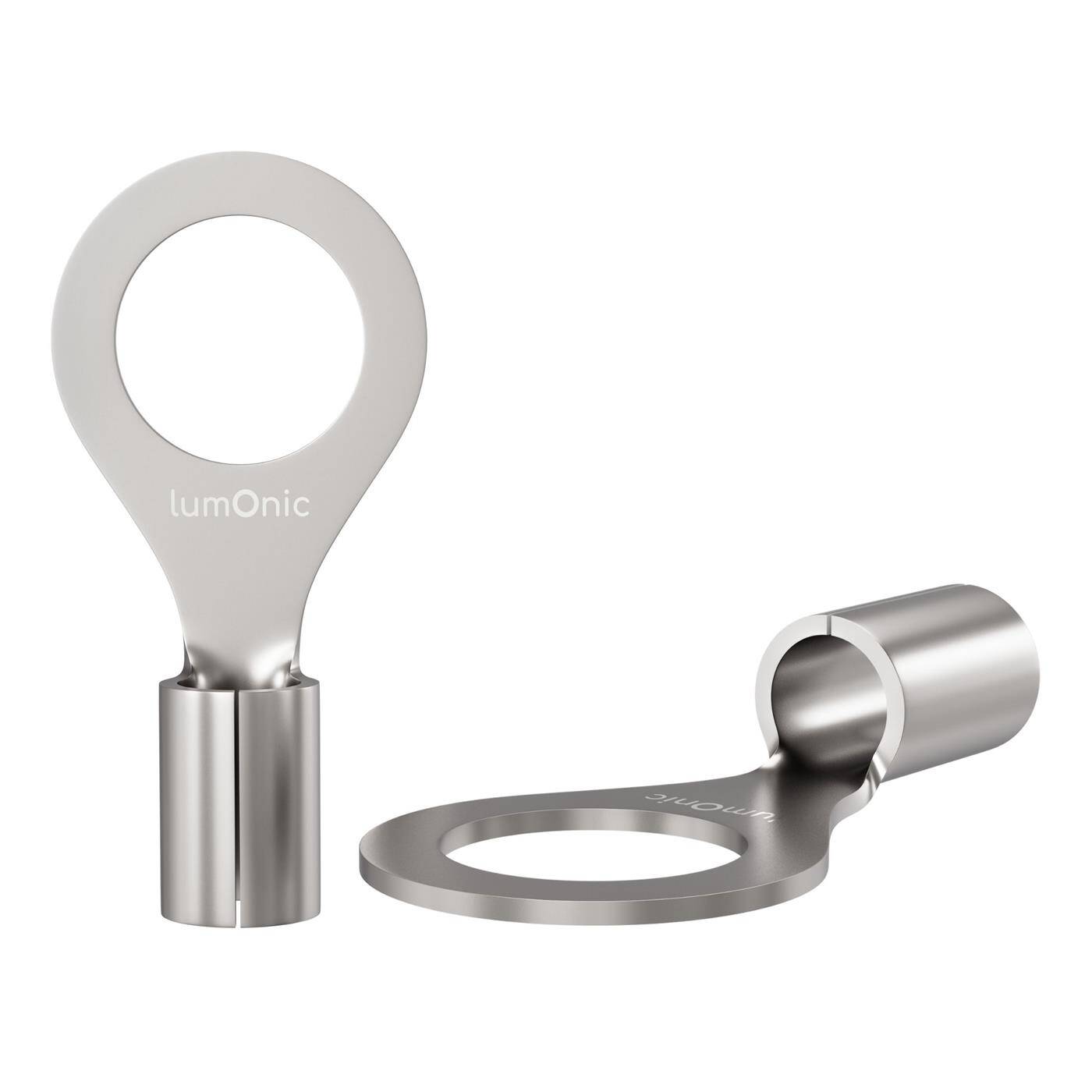 Lumonic 25x Ringkabelschuh 0,5-1,5mm² blank | M5 | Kupfer verzinnt | sichere Kabelverbindung ohne Löten | Crimp-Kabelschuh unisoliert | KFZ, Maschinenbau, Wohnmobil, Batterie