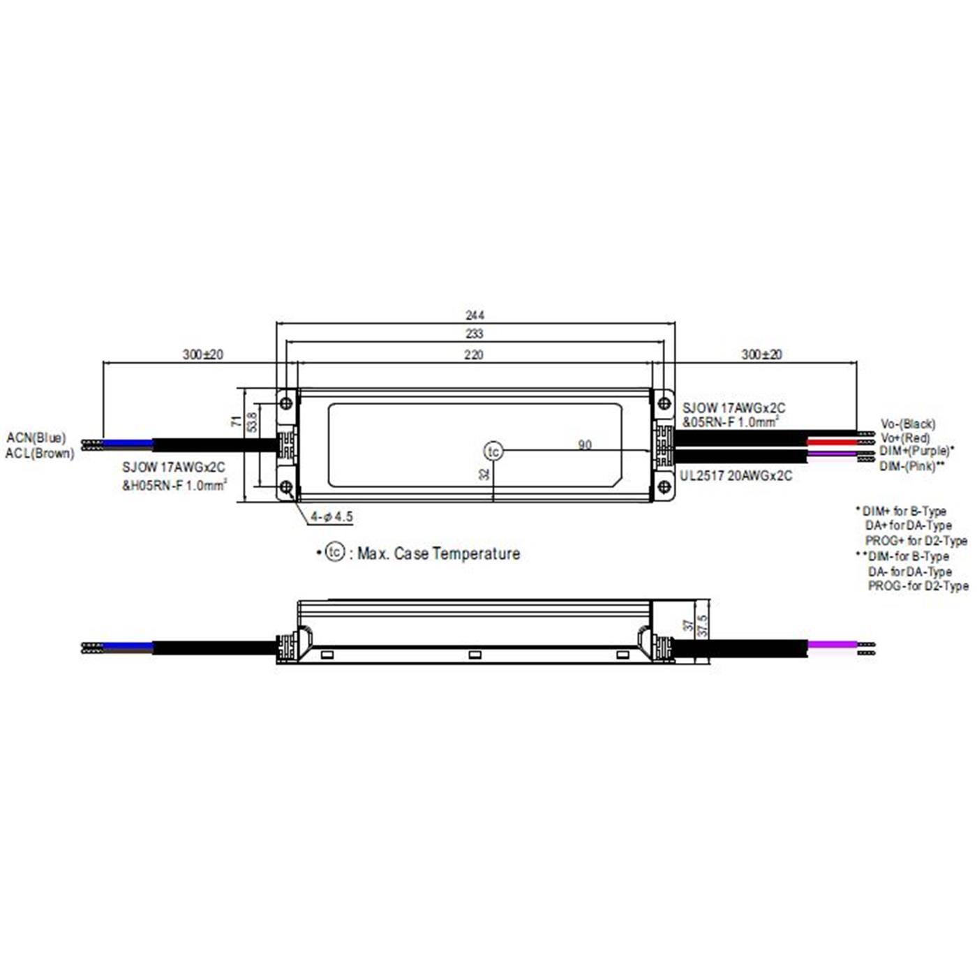 ELG-200-24B-3Y 201,6W 24V 8,4A LED Netzteil Trafo Treiber IP67 Dimmbar 0-10V PWM