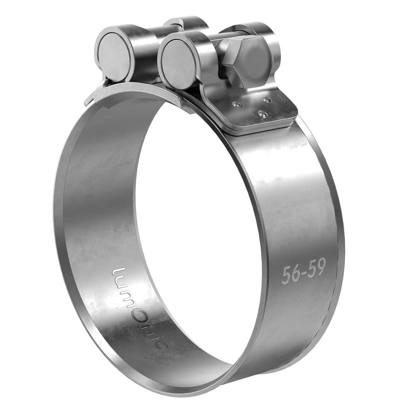 1x Lumonic Gelenkbolzenschelle Edelstahl 56-59mm V2A Auspuffschelle für Bau PKW LKW