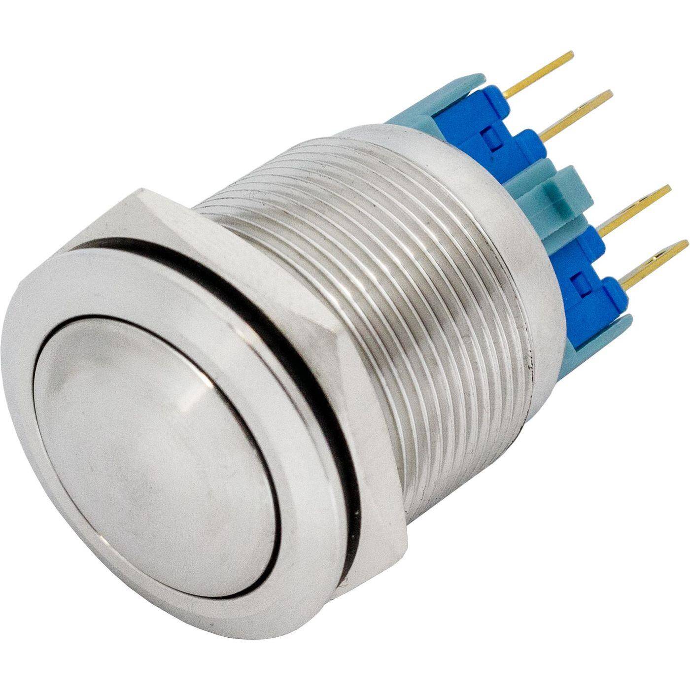Stainless steel Push button domed Ø22mm IP65 2,8x0,5mm Pins 250V 3A Vandal-proof