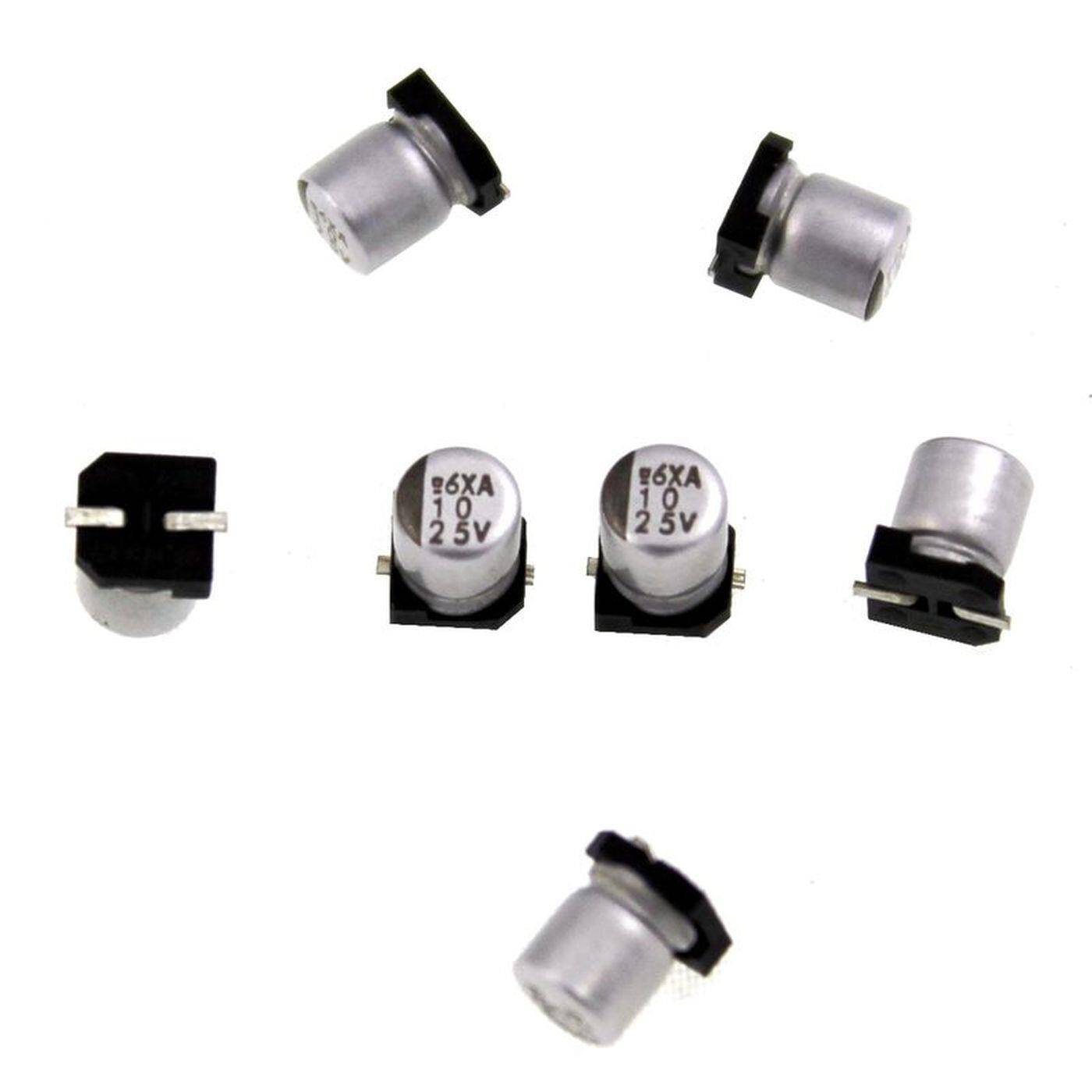 SMD Elko Kondensator 10µF 25V 85°C 4,3x5,1mm EMVA250ADA100MD55G 10uF