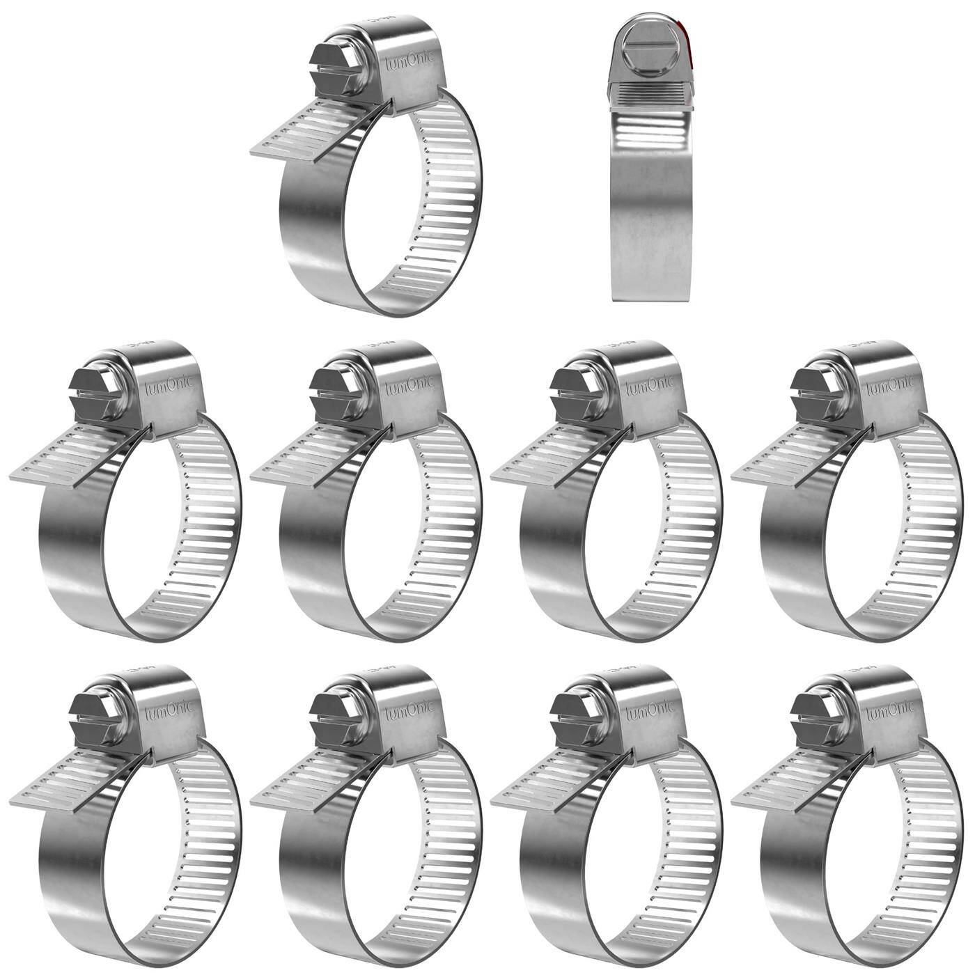 Lumonic 10x 21-44mm Schlauchschelle Edelstahl V4A 304 I einstellbare Schlauchschellen zum Schrauben I für Rohre Schläuche Waschmaschine KFZ Auto Haus Garten