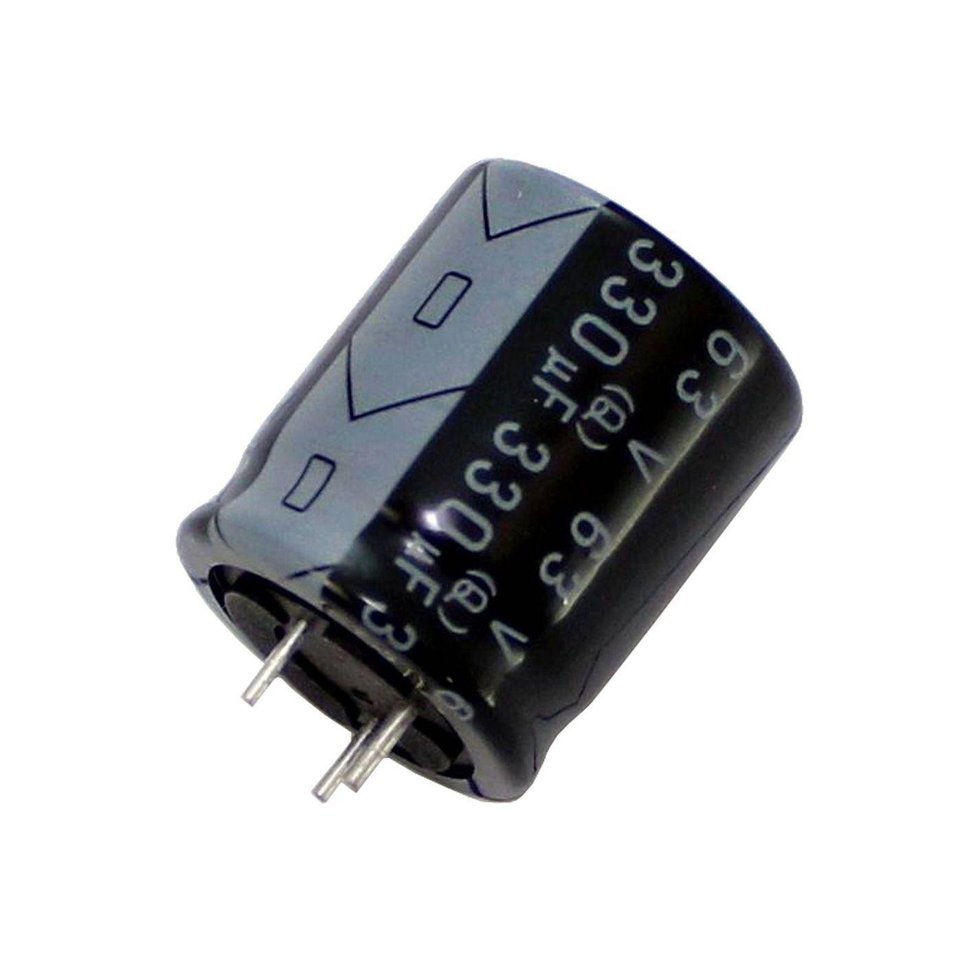 3-Pin Elko Capacitor 330µF 63V | Electrolytic capacitor up to a temperature of 125°C | 18x20mm | 330uF RPK-63V331QK5GY-F52 Elna