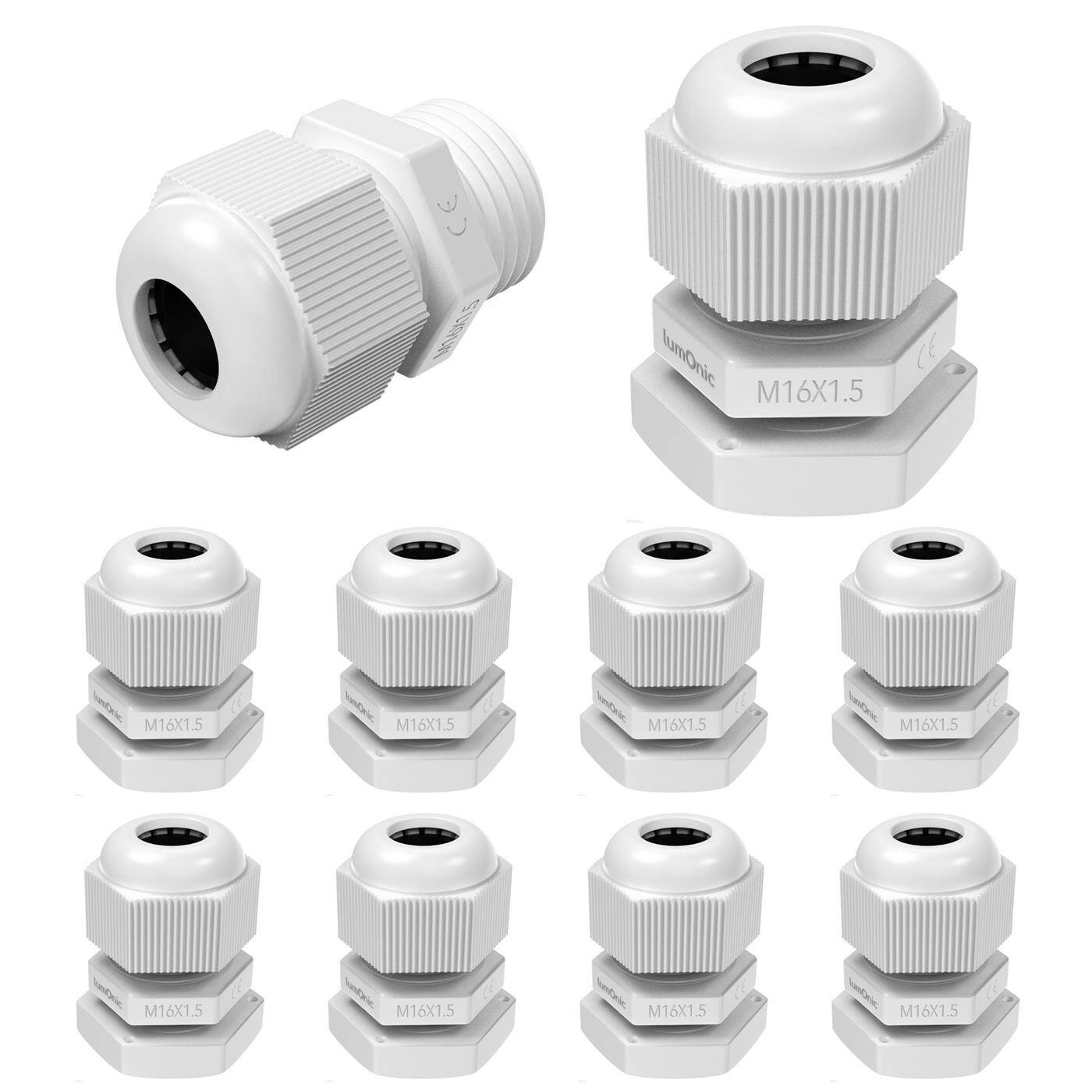 Lumonic 10x Kabelverschraubung M16 PG9 IP67 metrisch d5-9mm I Kabeldurchführung wasserdicht in grau I Verschraubungen, Schlauchdurchführung M16 PG9