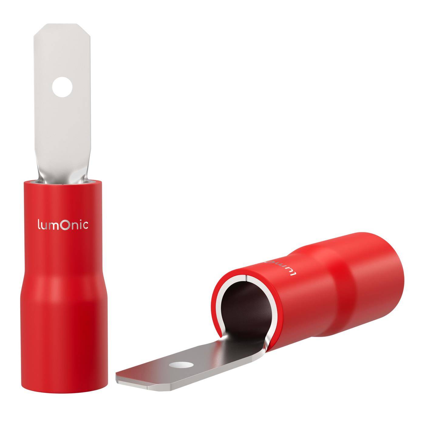 Lumonic 25x Flachstecker 0,5-1,5mm²  | für Flachsteckhülse 0,8 x 2,8mm | teilisoliert | Kabelverbinder ohne Löten | Messing verzinnt | KFZ, Maschinenbau