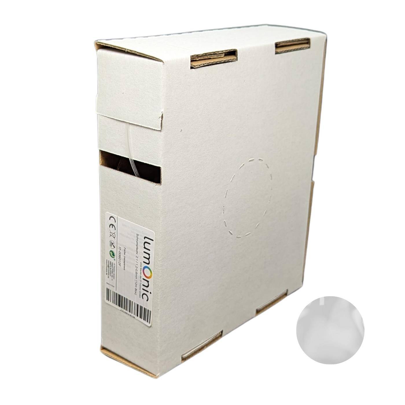 12m Heat shrink tubing Box 2:1 1,2 -> 0,6mm Transparent Flexible