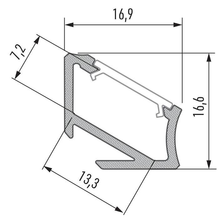 1m LED profile H Inox 17x17mm Aluminium 30° 60° Corner profile for 12mm LED strips 1m LED profile H Inox 17x17mm Aluminium 30° 60° Corner profile for 12mm LED strips