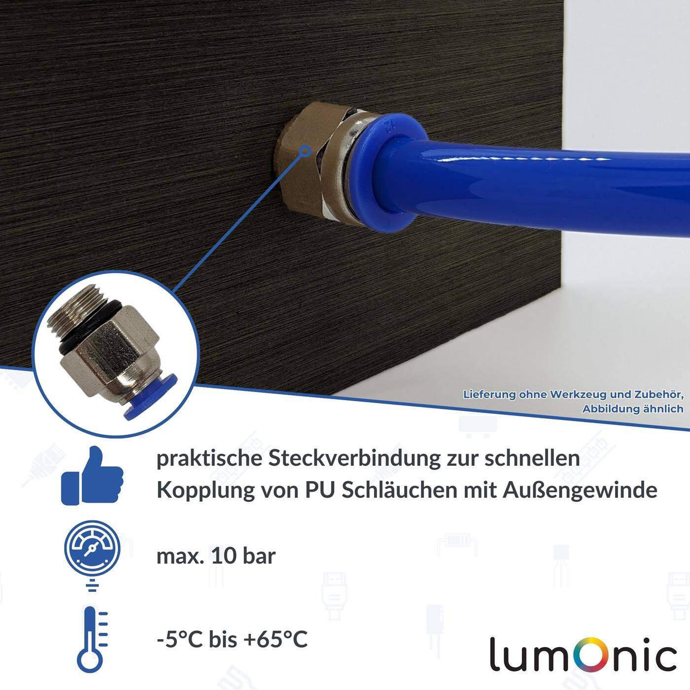 PU Schlauch Steckverbinder Fitting mit Außengewinde 6mm*1/8Zoll gerade Schnellverschluss pneumatischer Steckverbinder Schlauchverbinder Druckluft & Automatisierung