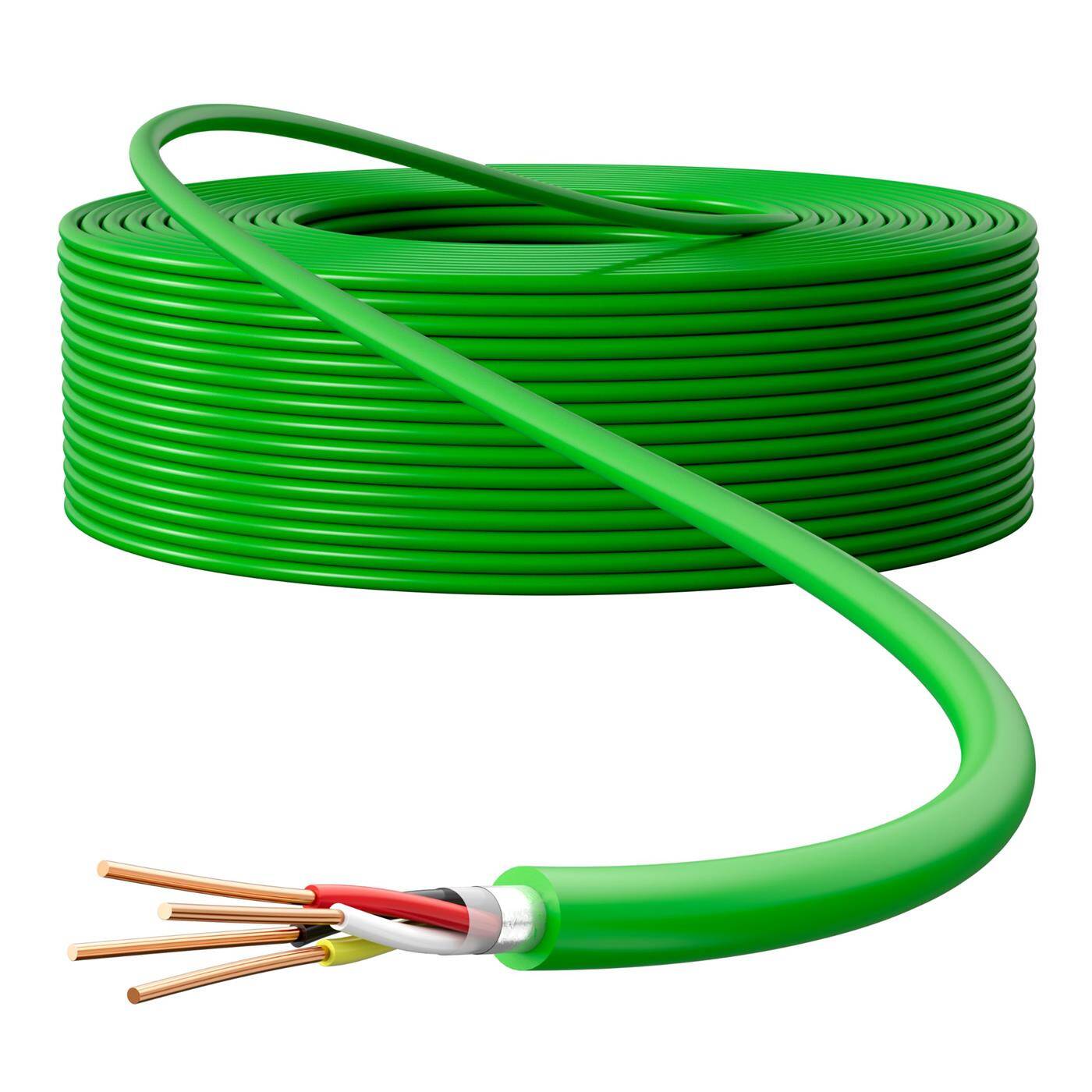 Lumonic Premium bus cable 2x2x0.8mm 25m | Full copper OFC, shielded | green with meter marking | Smart home, networking, control, building automation