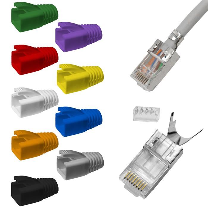 10x Netzwerkstecker RJ45 Stecker Weiß CAT5 CAT6 CAT7 LAN vergoldete Kontakte