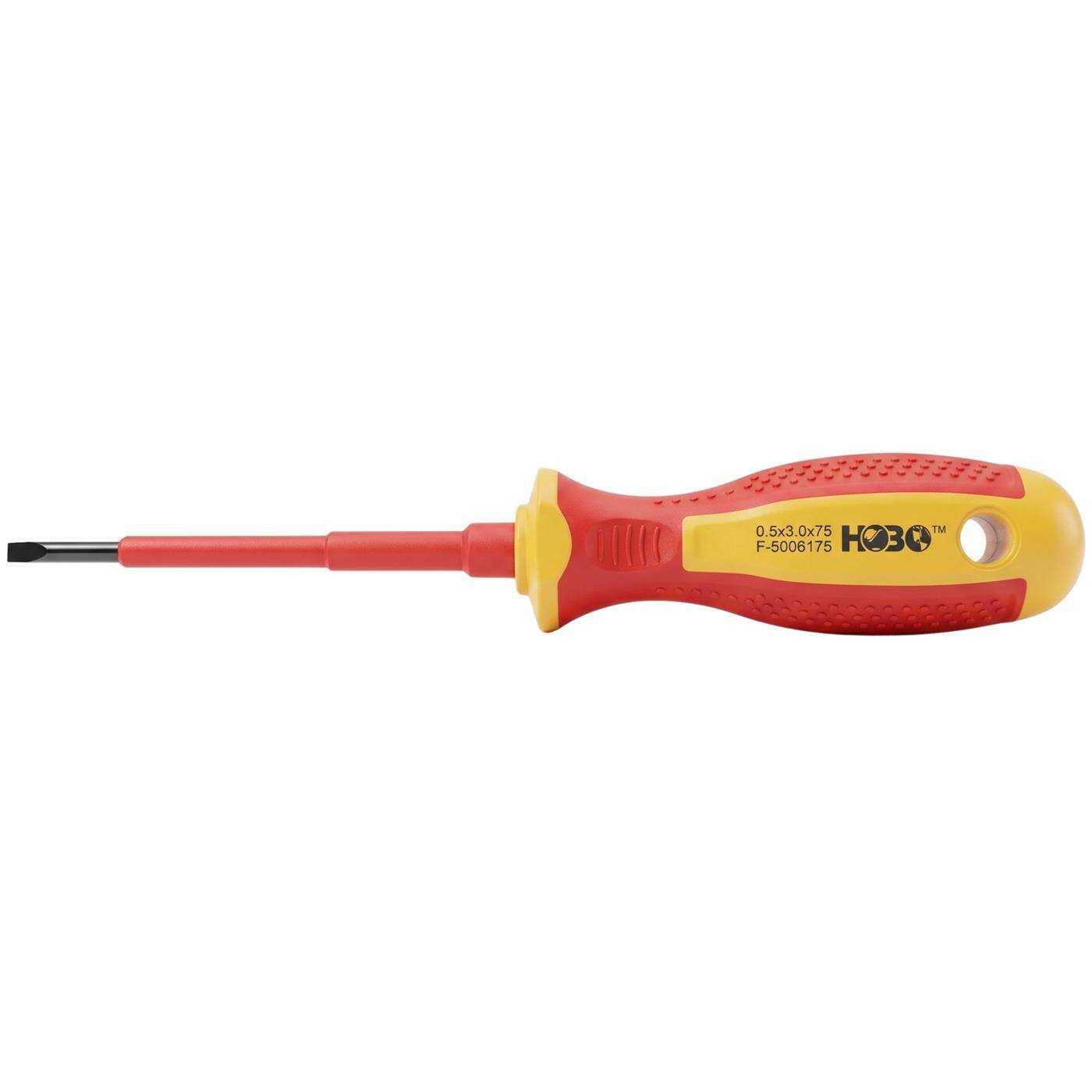 Lumonic VDE Flat-Blade Screwdriver, 3.0 x 75 mm, 1000 V - S2 steel, blued, magnetic tip, two-component handle, for terminals, switches, and control cabinets