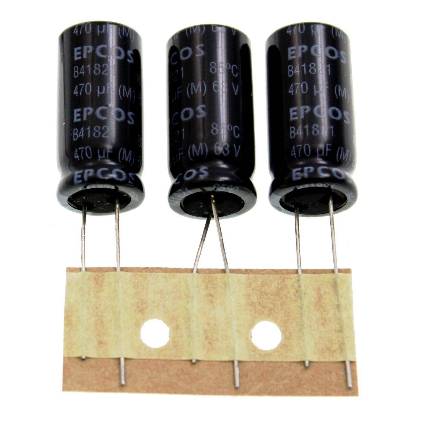 Elko Kondensator Radial 470µF 63V | Elektrolytkondensator bis zu einer Temperatur von 85°C | 12,5x25mm | 470uF B41821A8477M8 Epcos