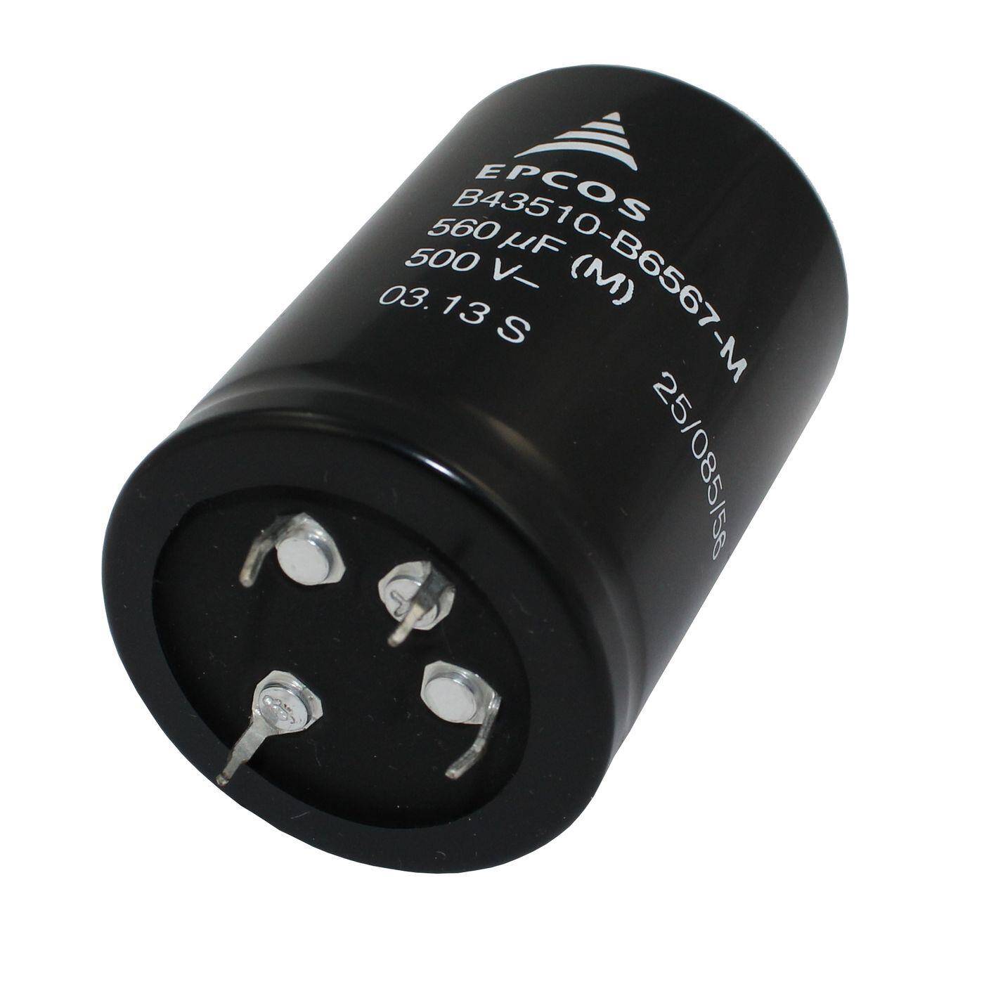 4-Pin Elko Kondensator 560µF 500V | Elektrolytkondensator bis zu einer Temperatur von 85°C | 40x60mm | 560uF B43510B6567MS1 Epcos
