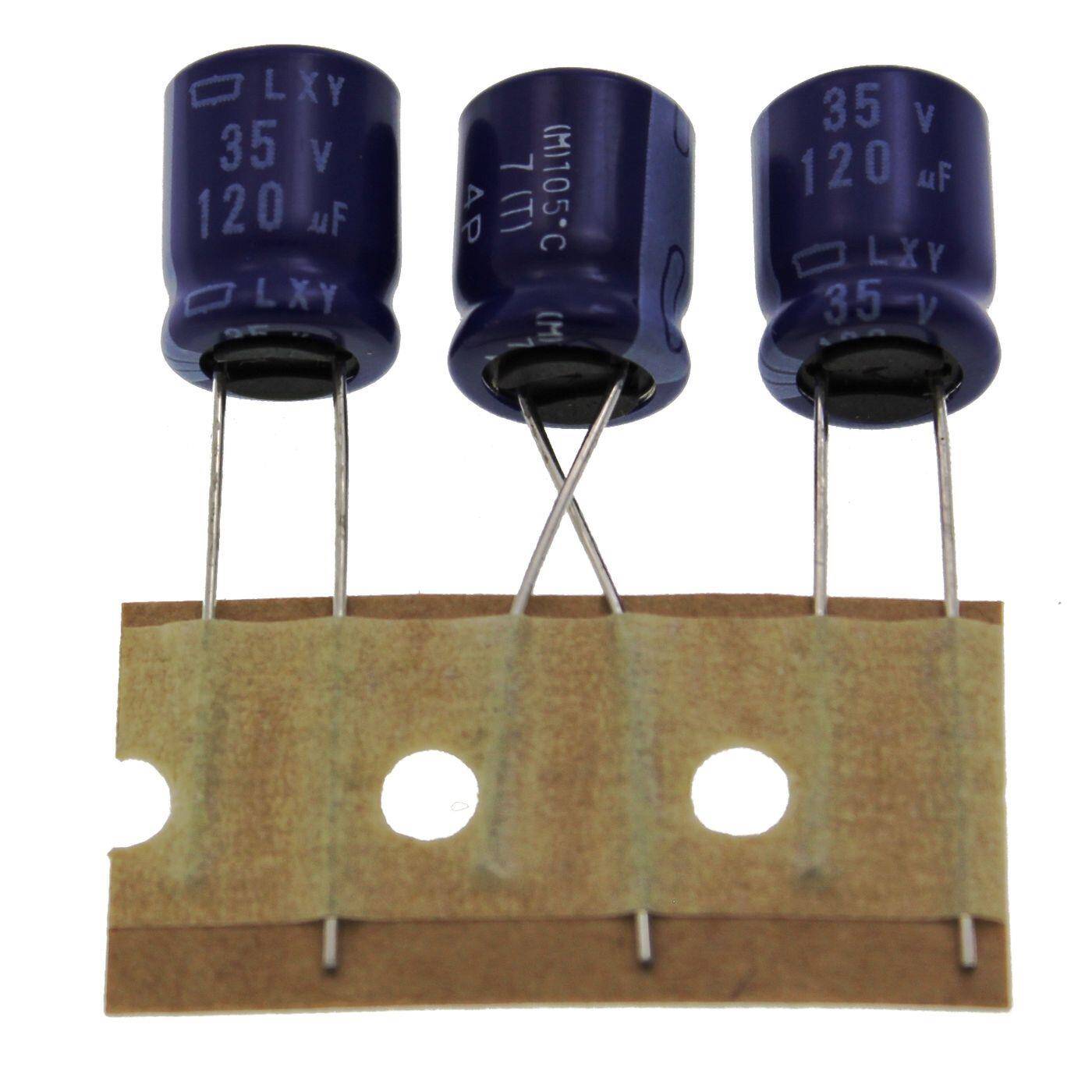Elko Kondensator Radial 120µF 35V | Elektrolytkondensator bis zu einer Temperatur von 105°C | 10x12,5mm | 120uF ELXY350ETD121MJC5S United Chemi-Con