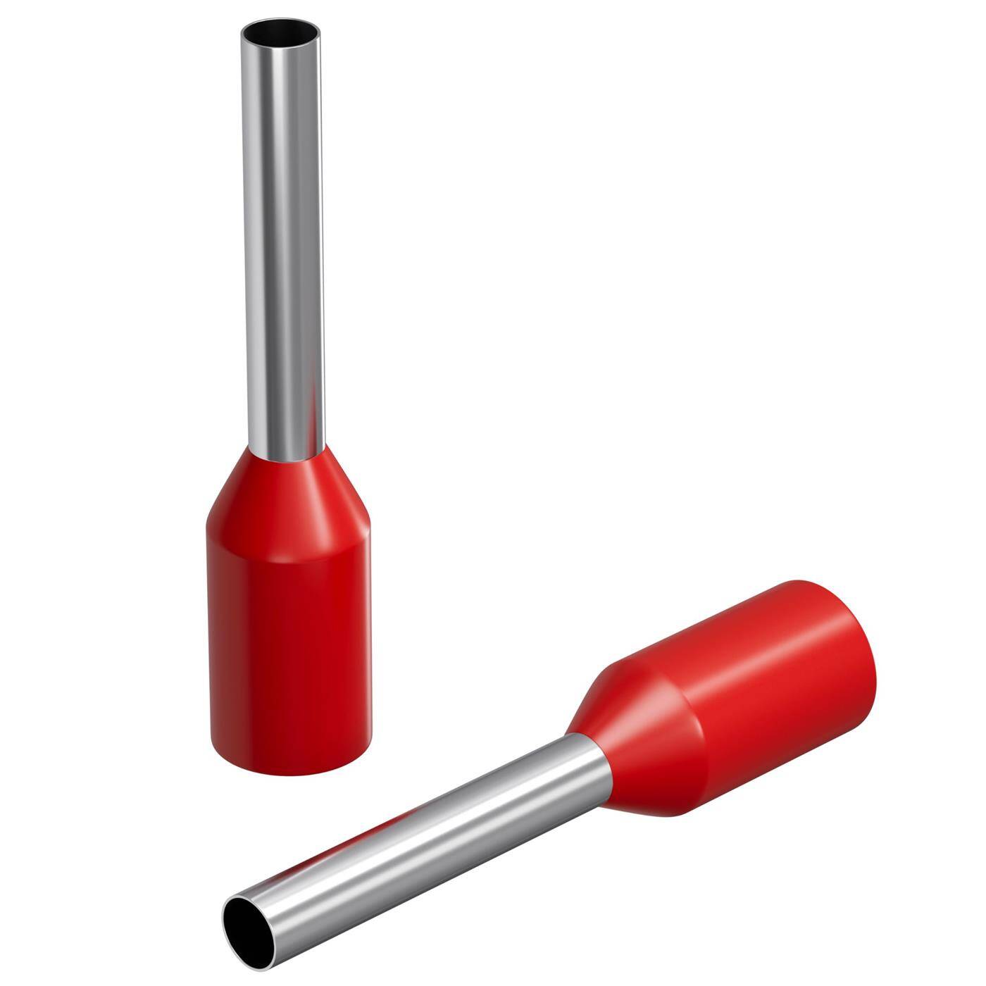 100x Aderendhülse isoliert 1mm² Rot Kupfer verzinnt 1,4x8mm Hülse
