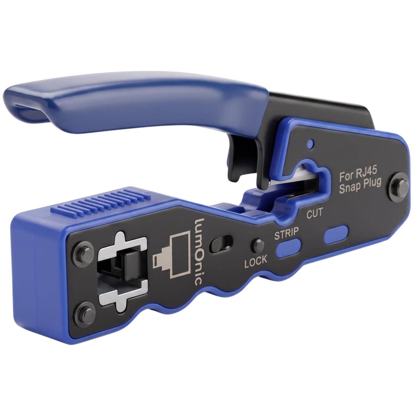 Lumonic Pass-Through Crimping Pliers for RJ45 Connectors - for pass-through connectors, metal body, crimping and front-end cutting in a single operation, all CAT classes