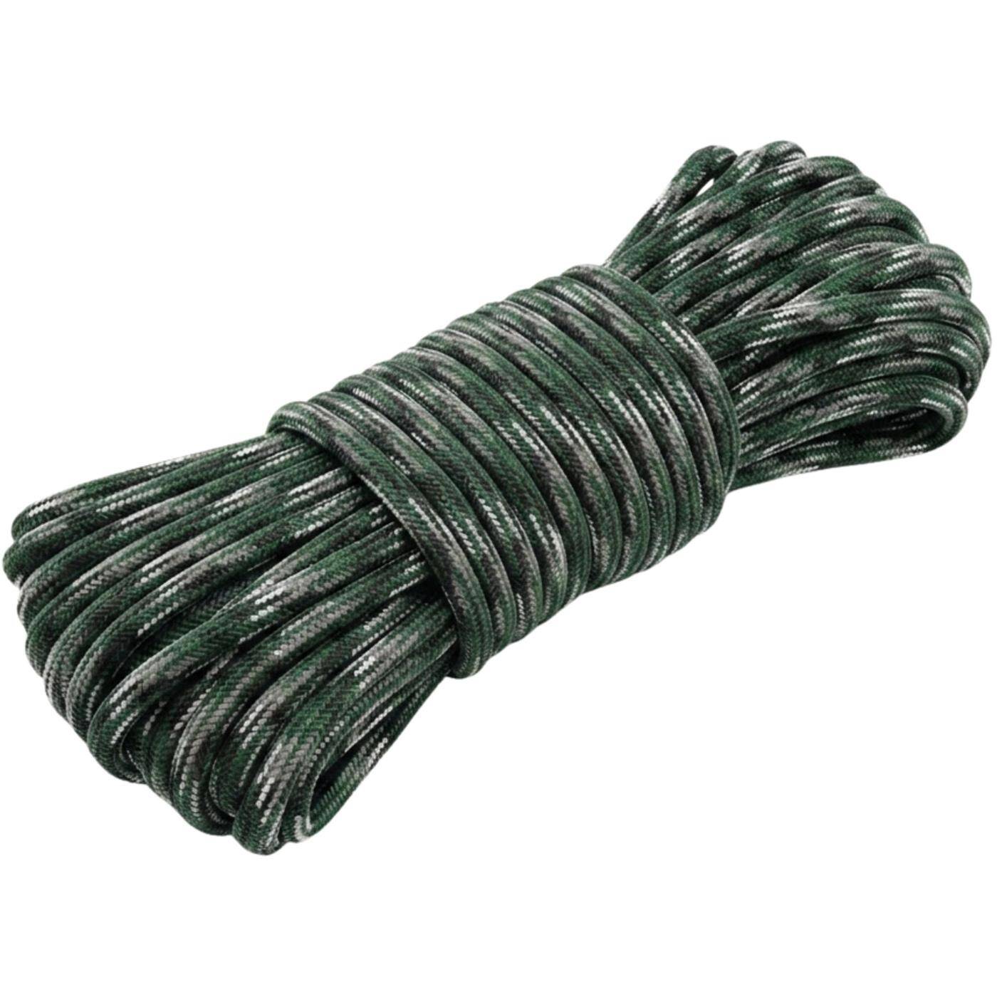 Lumonic 30m Paracord 4mm Camo olive green | 100% nylon | 7 cores, 32 strand sheath | Max. 125 kg load capacity | dog leash, bracelet, outdoor, bushcraft, tent cord