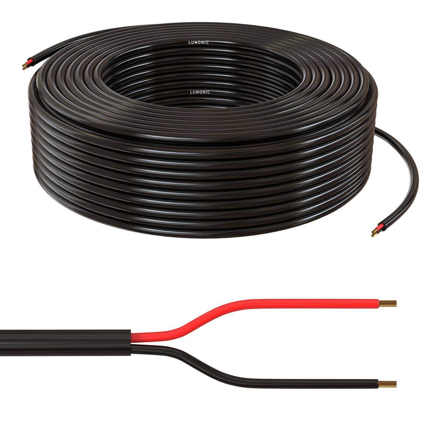 1m LED Control cable 2x 0,34mm² LiYY Extension 2 wire Power cable Black UV resistant