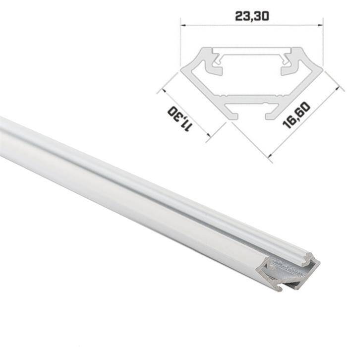 1m LED Profil C Weiß 17x17mm Aluminium 45° Eckprofil für 12mm LED Streifen