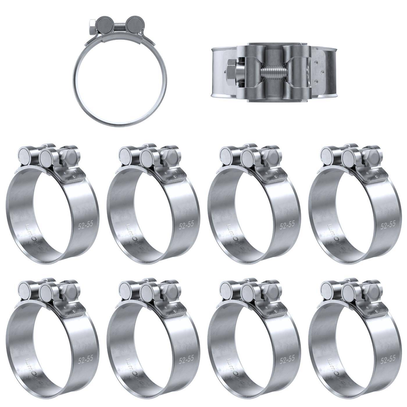 10x Lumonic Hinge pin clamp 52-55mm  Exhaust clamp for construction cars trucks