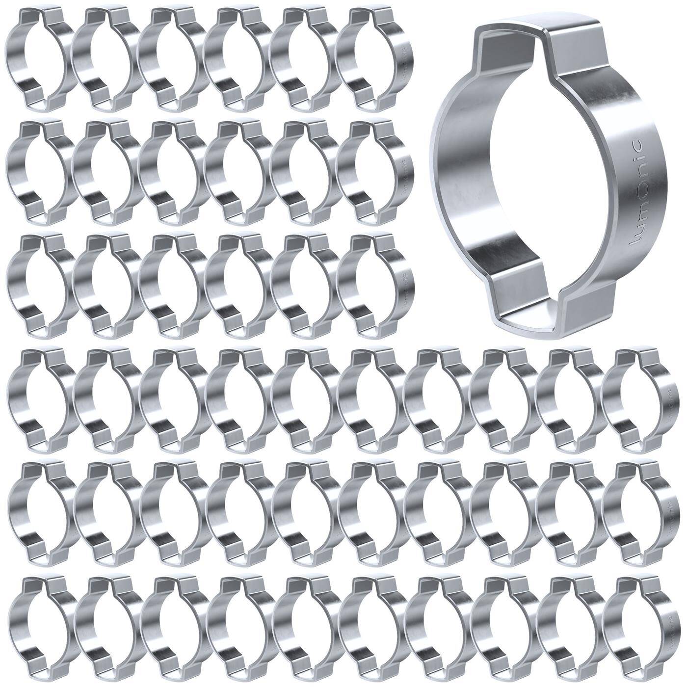 Lumonic I 50x 2-ear clip 22-25mm I Steel Galvanised I Two-ear clamp I Hose clamp I for Compressed air, Pipe systems, Garden, CAR