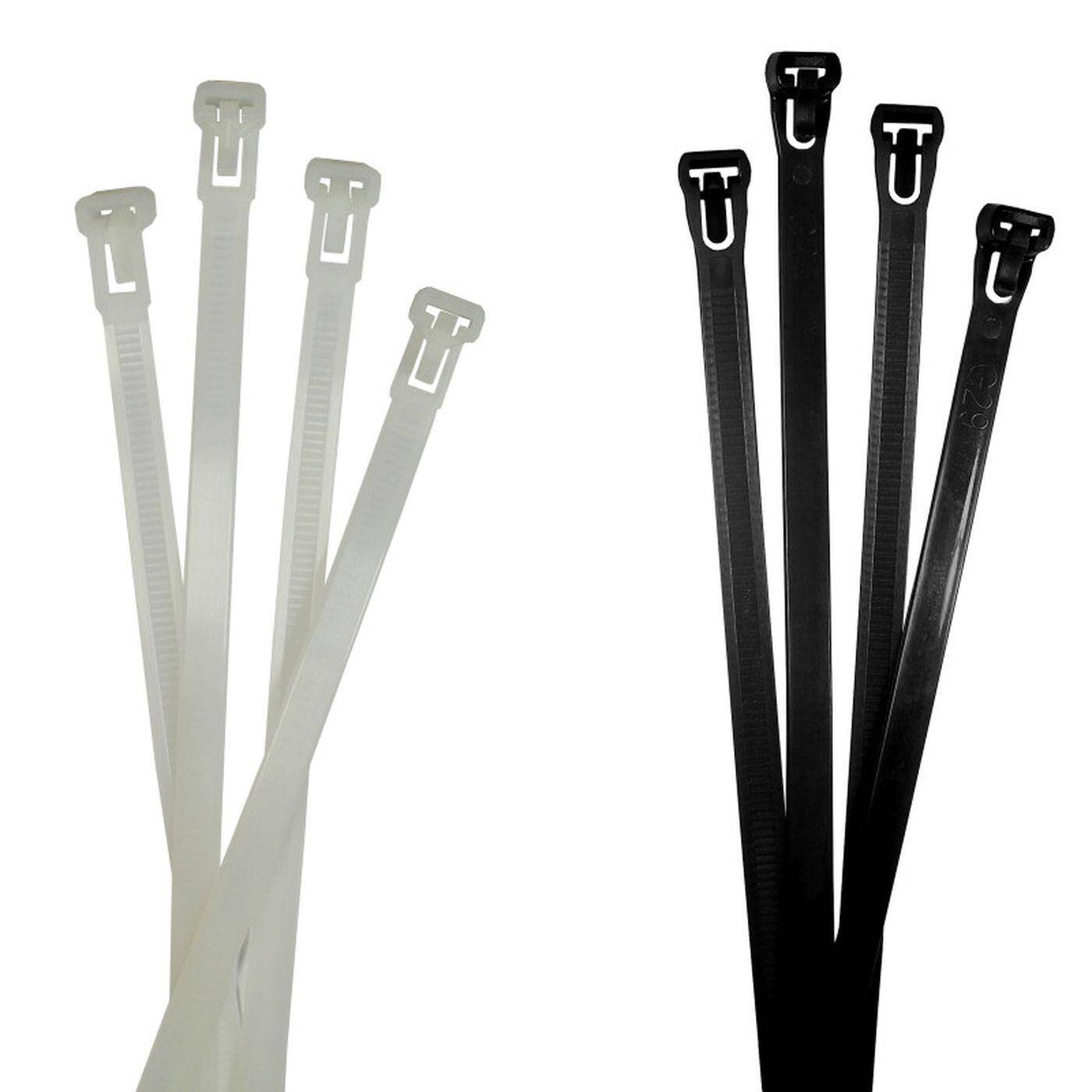 100x Kabelbinder Wiederverwendbar 150 x 7,6mm Weiß Natur 22kg PA6.6 Polyamid Industriequalität