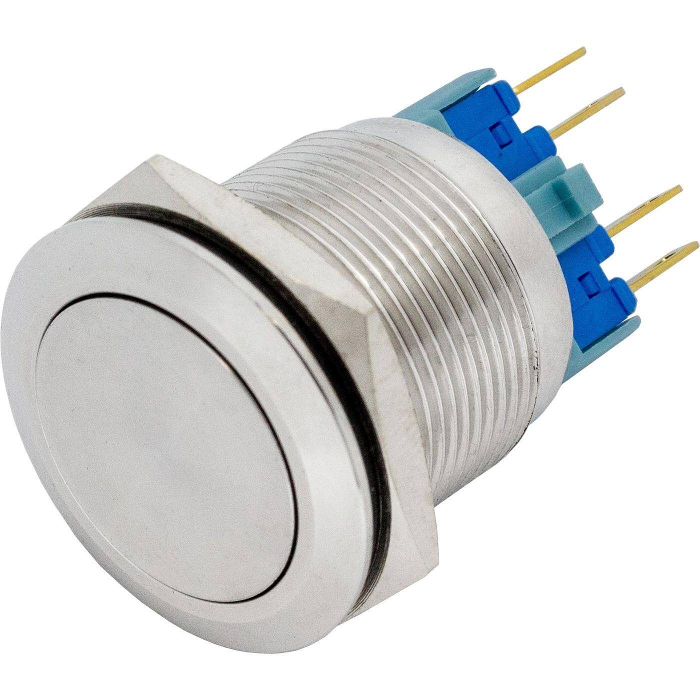 Stainless steel Push button Flat Ø25mm IP65 2,8x0,5mm Pins 250V 3A Vandal-proof