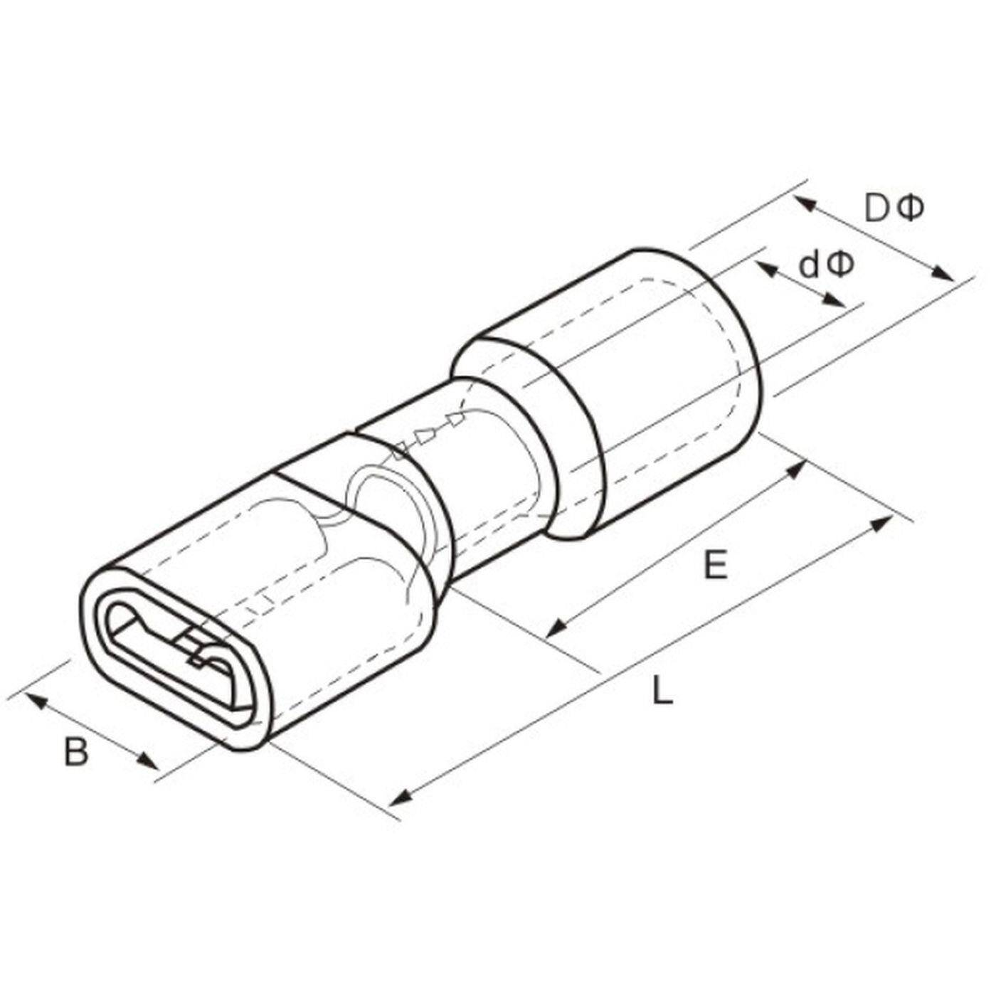 25x Flachsteckhülse vollisoliert 1,5-2,5mm² Steckmaß 0,8x2,8mm Blau für Flachstecker Messing verzinnt