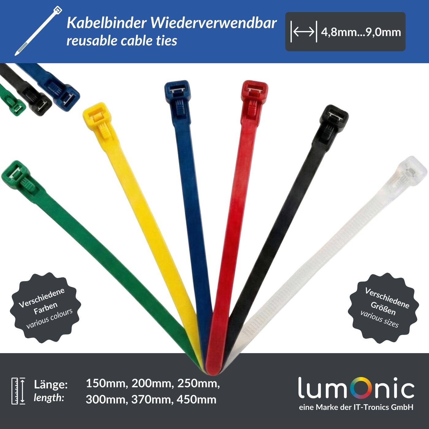 Kabelbinder Wiederlösbar 4,8mm 7,6mm 9,0mm Wiederverwendbar