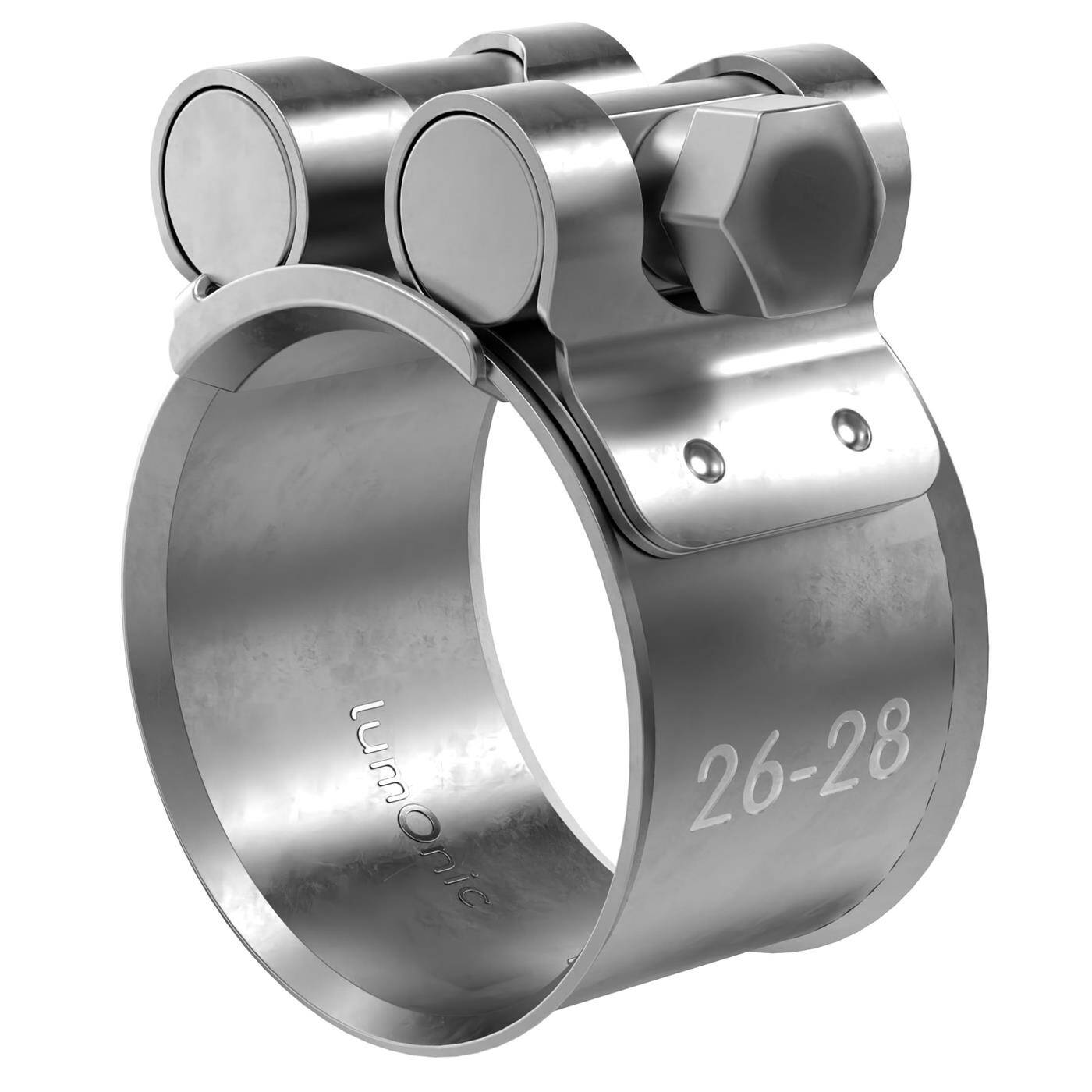 1x Lumonic Gelenkbolzenschelle Edelstahl 26-28mm V2A Auspuffschelle für Bau PKW LKW