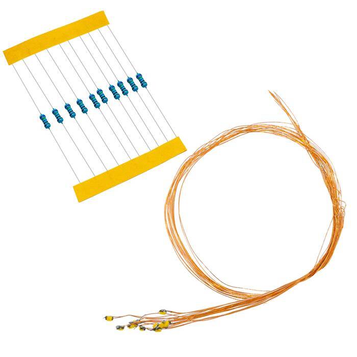 10x Superbright LEDs SMD 0402 Yellow with Enamelled copper wire 20cm + 12V Series resistor