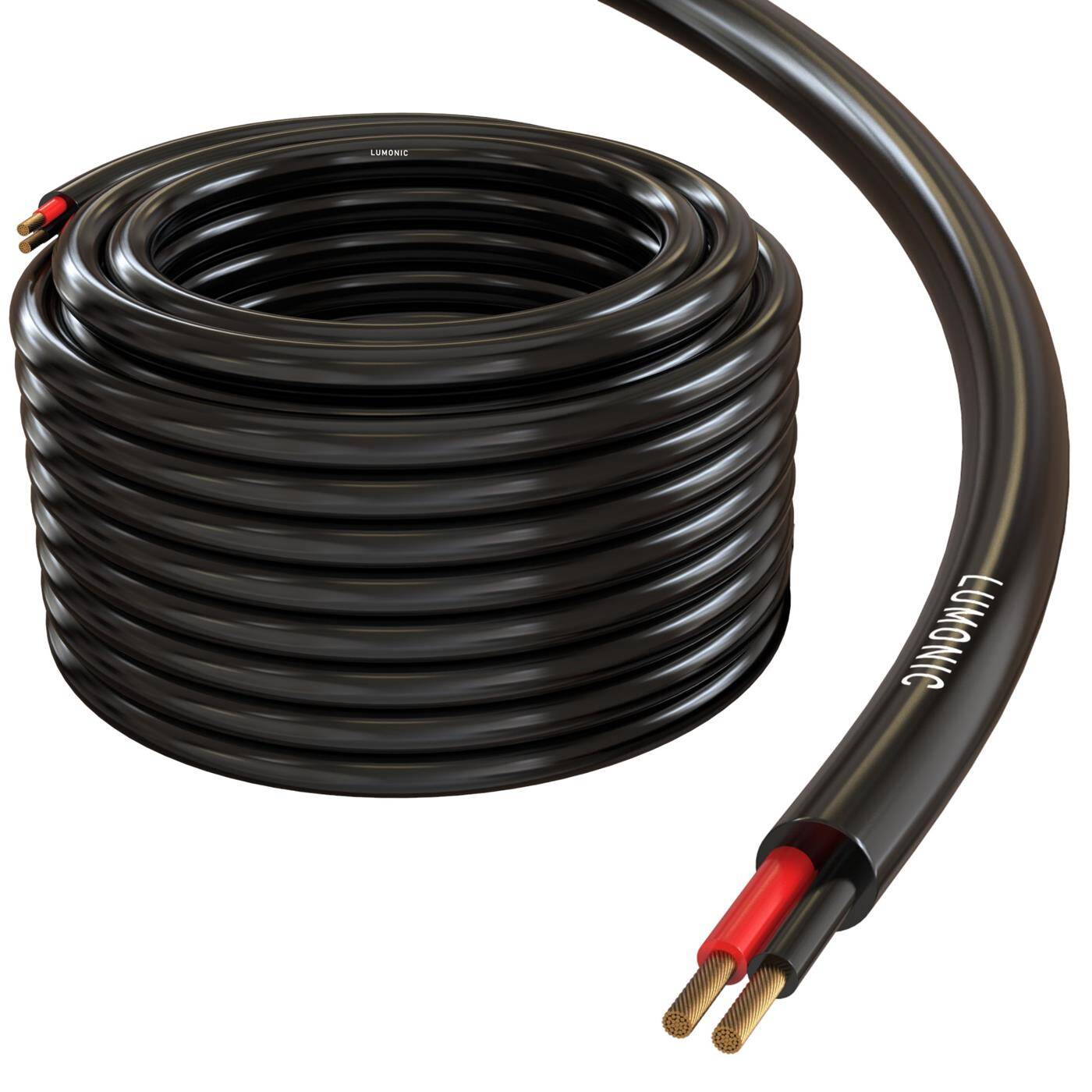 Lumonic Loudspeaker cable 10m Black  | 2x 2,5mm² CCA | HiFi speaker cable | Audio round cable | Professional PA Installation- Audio- Round cable