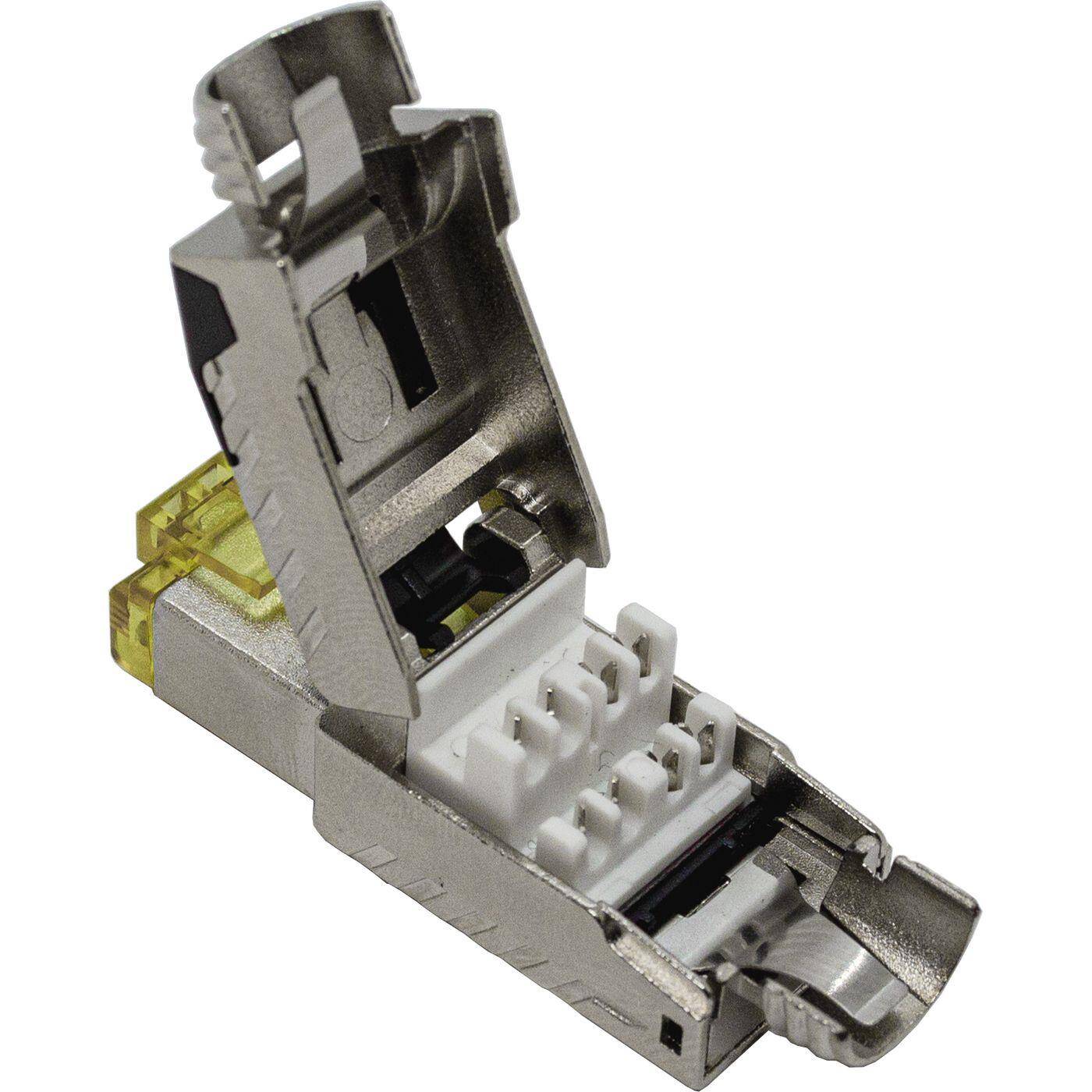 Lumonic Netzwerkstecker RJ45 Metall Stecker werzeuglos | Mit Zugentlastung und vergoldeten Kontakten I Crimpstecker für CAT6 CAT7 CAT8.1 Netzwerk-LAN-Kabel