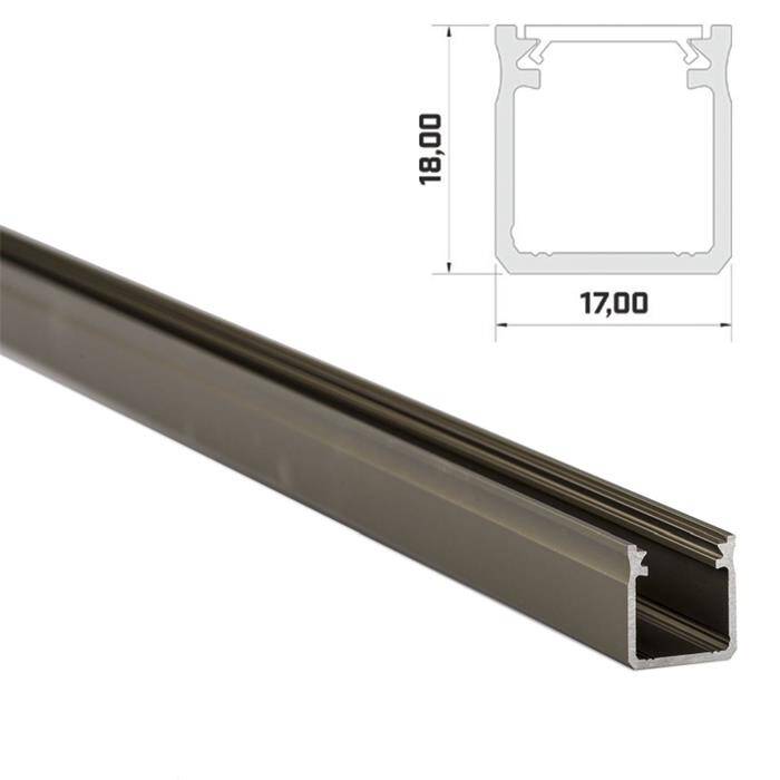 1m LED Profil Y Inox 17x18mm Aluminium Aufbauprofil für 12mm LED Streifen