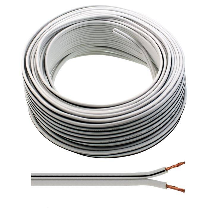 50m Lautsprecherkabel 2x 0,75mm² Weiß Audiokabel Boxenkabel 50m Lautsprecherkabel 2x 0,75mm² Weiß Audiokabel Boxenkabel