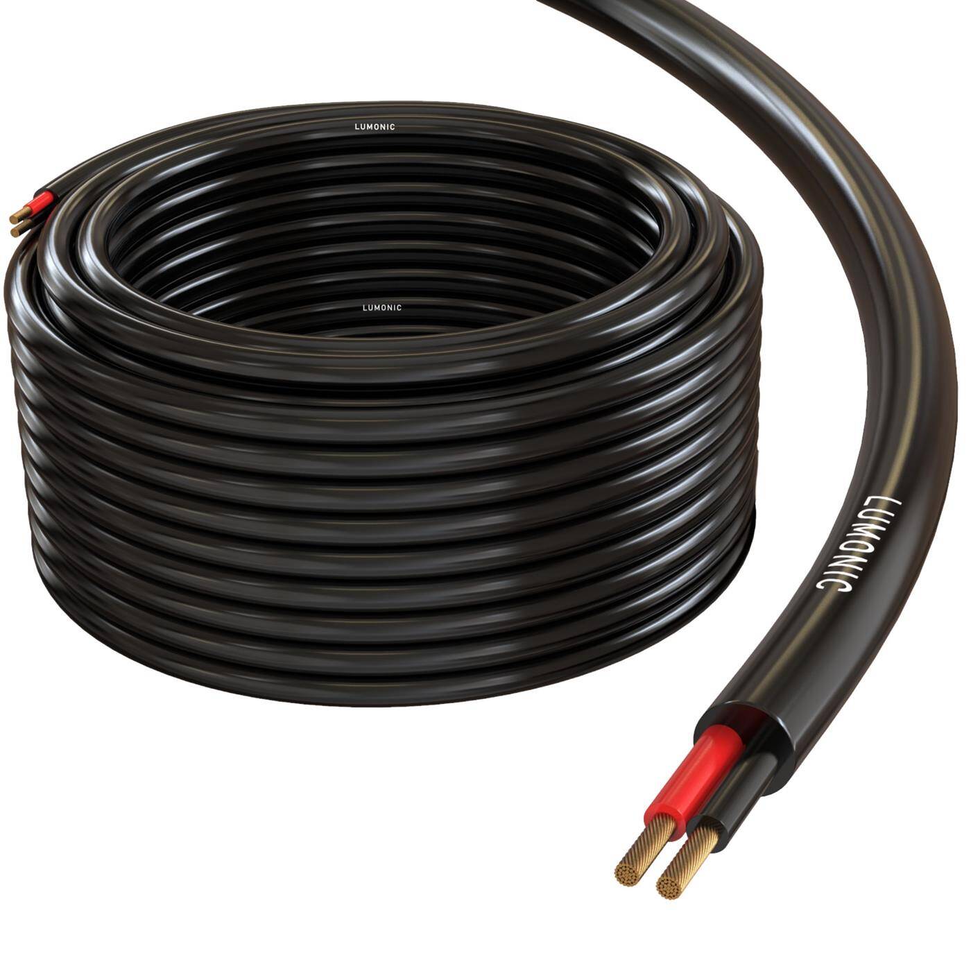 Lumonic Lautsprecherkabel 10m Schwarz  | 2x 0,75mm² CCA | HiFi Boxenkabel | Audio Rundkabel | Profi PA Installations- Audio- Rundkabel