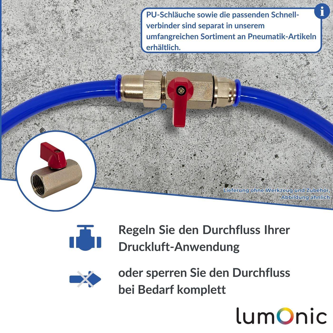 Kugelhahn sechskant mit Knebelgriff 1/2 Zoll Innengewinde + Außengewinde verchromtes Messing Absperrhahn für Druckluft Werkstatt