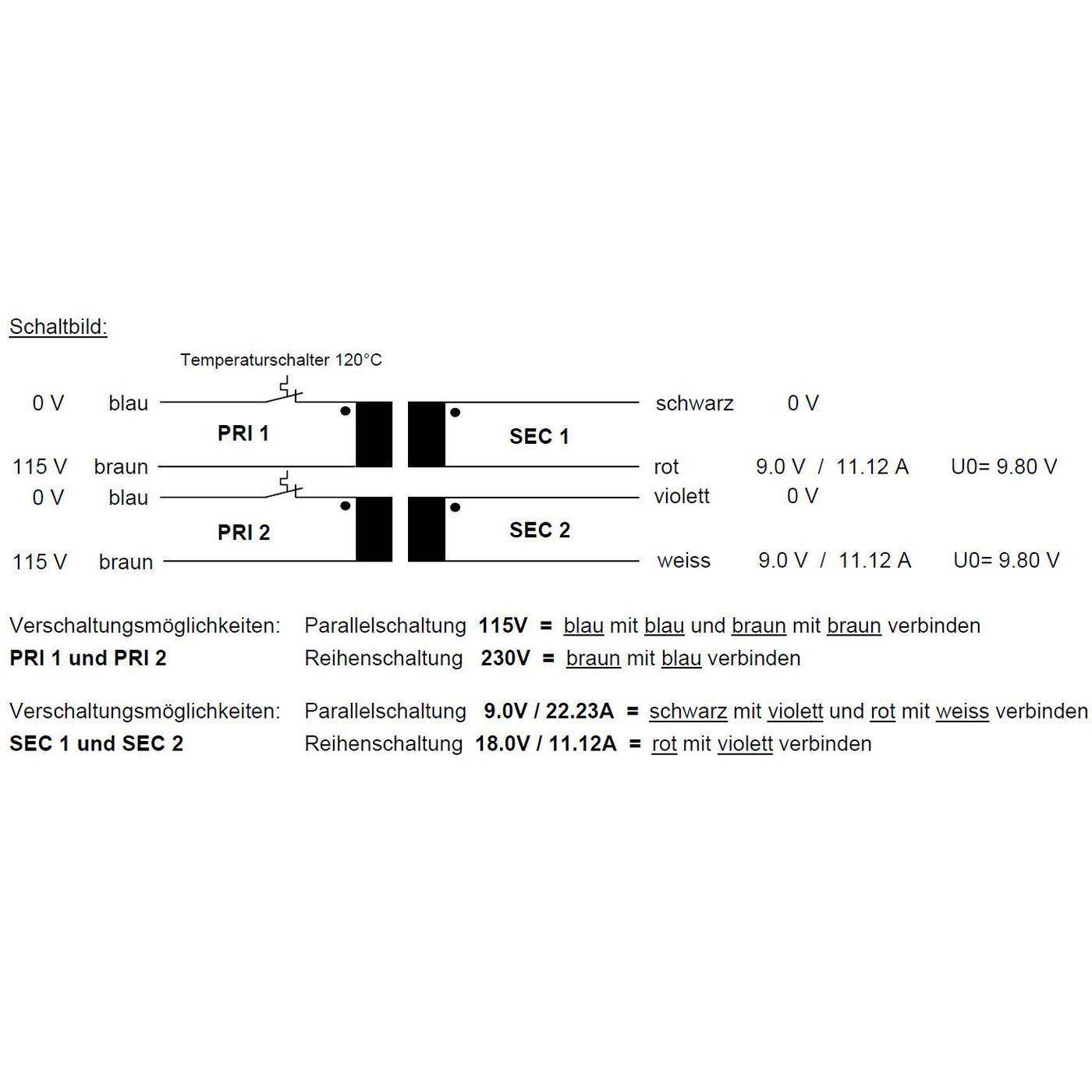 Lumonic Ringkerntrafo Transformator 200VA 2x9V für Audio, Industrie, Halogen und Schienensysteme - 230V Eingangsspannung - 18V Sekundärspannung - Modell RSO-825037
